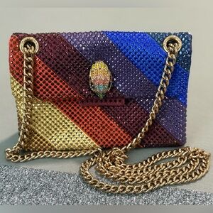 Kurt Geiger London Rainbow Crystal Clutch w/ Gold Chain  Kensington